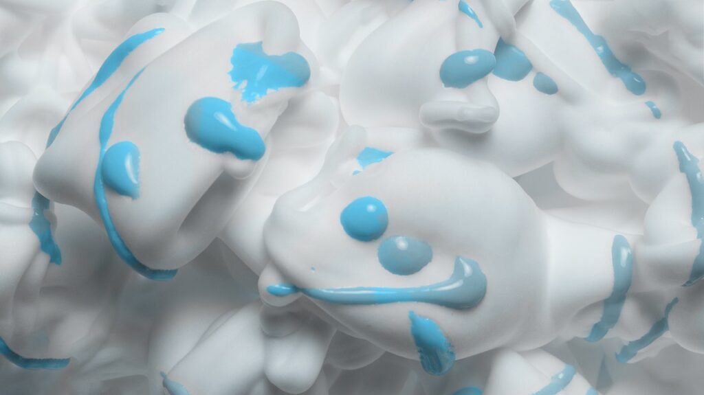 Shaving Cream Painting Sky-blue-droplet-white-creamy-textured